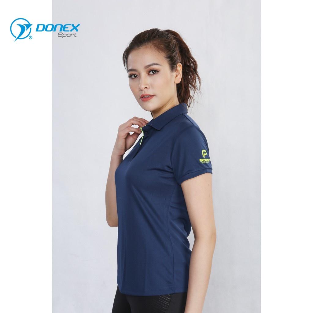 Áo Thể Thao Nữ Có Cổ DONEXPRO Form Regular-fit, Tôn Dáng Khỏe Khoắn, In Logo Phần Tay Áo AC-3348