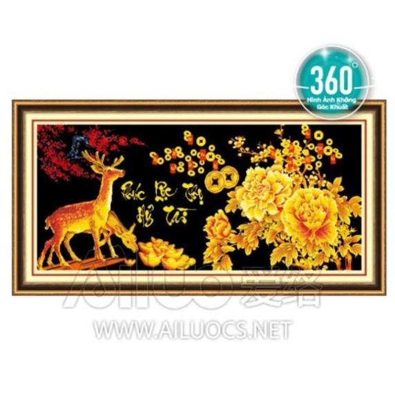 Tranh Đính Đá PHÚC LỘC THỌ HỶ TÀI . Kích Thước: 1m x 50cm