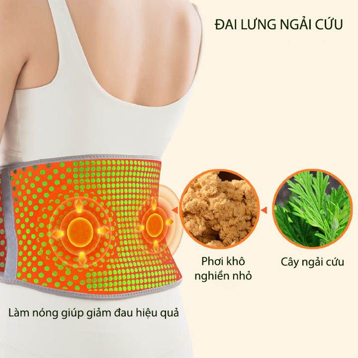 Đai ngải cứu làm nóng lưng bụng tới 45 độ C, giảm đau hiệu quả