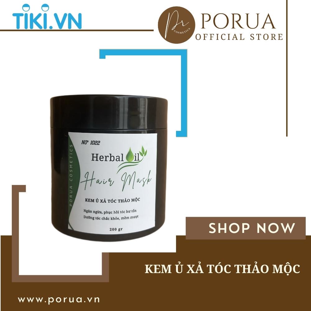 Kem ủ xả tóc thảo mộc PORUA Việt Nam 200gr dưỡng tóc suôn mượt phục hồi tóc hư tổn