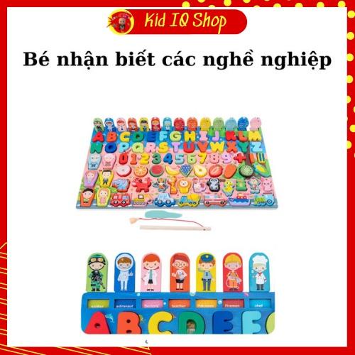 Đồ chơi giáo dục sớm cho bé bằng gỗ 7 trong 1 bảng học chữ số đếm câu cá