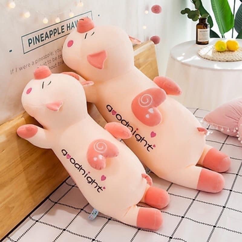 Gấu Bông Heo Cánh Tiên Trái Tim Lim Dim Size To 1m2, 1m4 - Heo Hồng Quà Tặng Vải Miniso Siêu Mịn