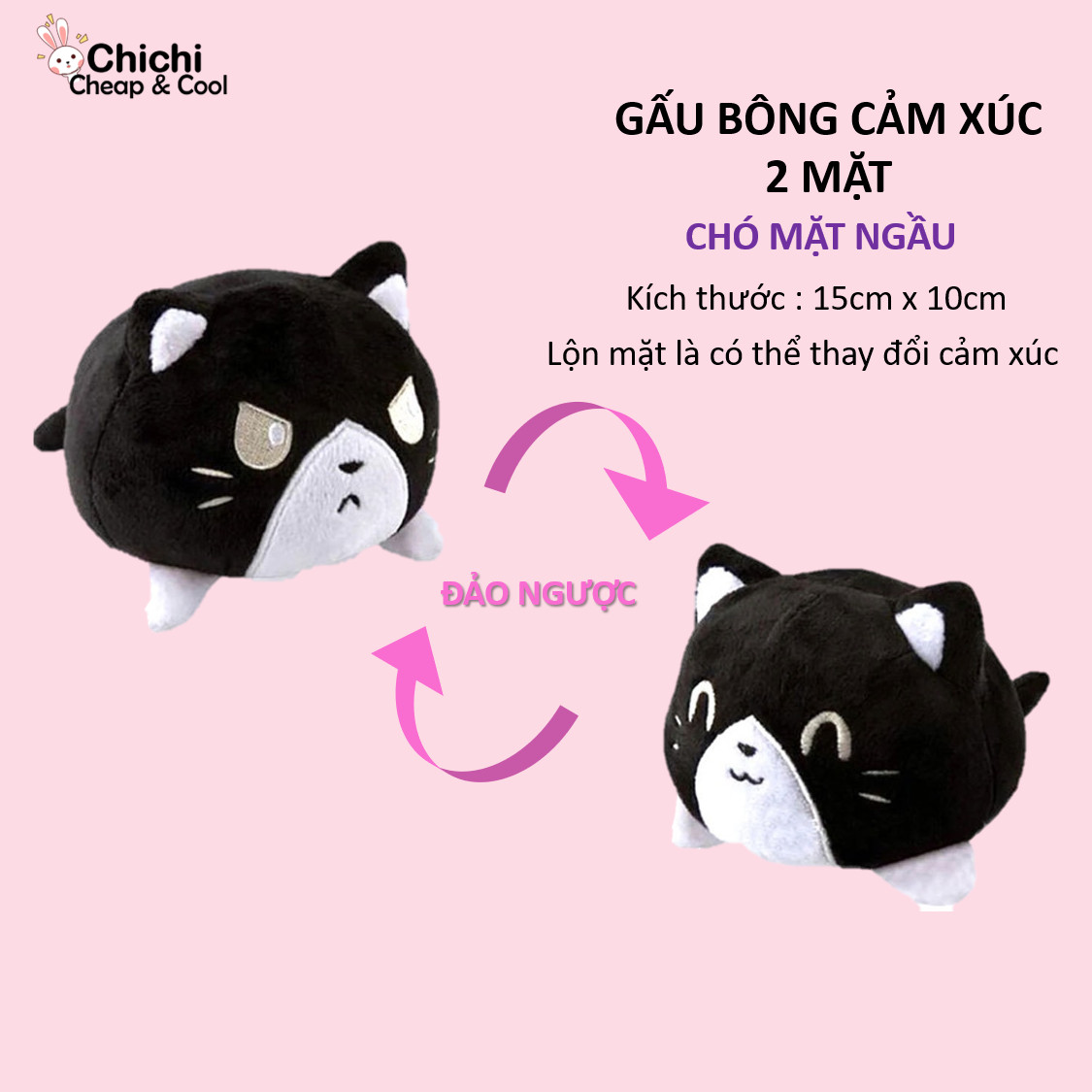 Gấu Bông Cảm Xúc 2 Mặt Hàng Nhập LỖI 1 ĐỔI 1 Chất Liệu Bông Cao Cấp Mềm Mịn Nhiều Hình Thú Bông Size 15cm*10cm - GVP13