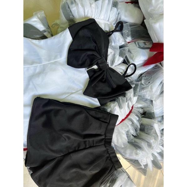 SET ÁO 2 DÂY PHỐI NƠ KÈM QUẦN NGẮN UMI