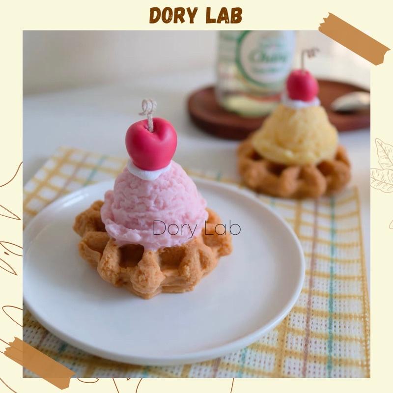 Nến Thơm Bánh Caro Phủ Kem Cherry Tinh Dầu Thiên Nhiên, Quà Tặng - Dory Lab
