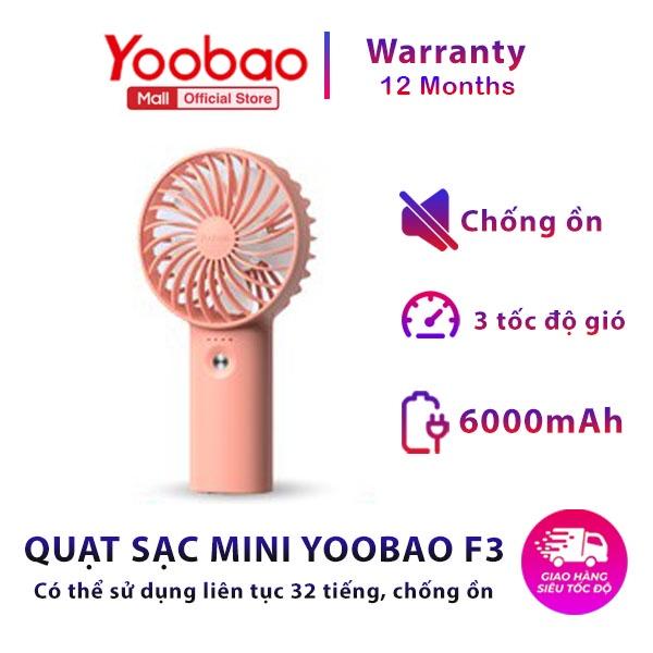 Quạt mini YOOBAO cầm tay mã F3 dung lượng 6000mAh- 3 tốc độ gió - Hàng nhập khẩu