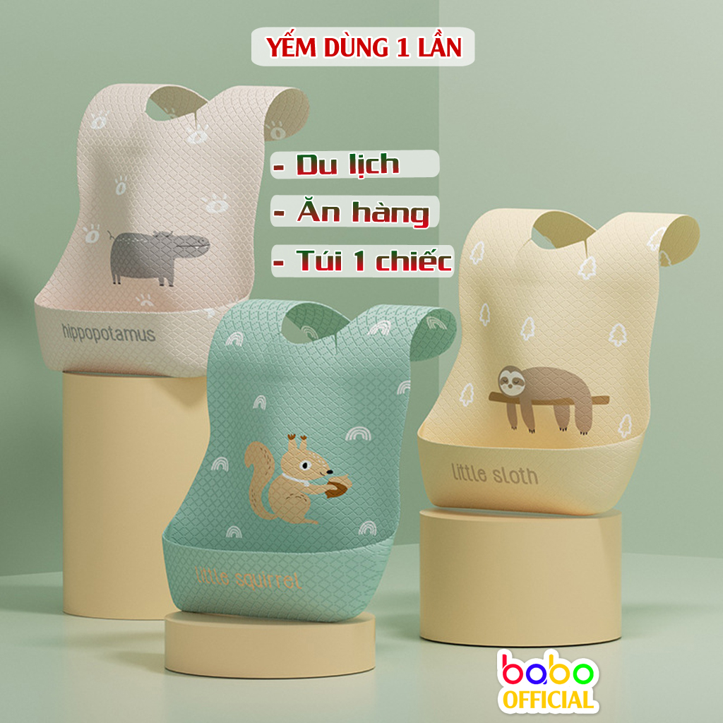 Yếm ăn cho bé túi ăn cho bé dùng một lần túi nước bọt siêu mềm cho trẻ ăn Yếm không dệt TB07