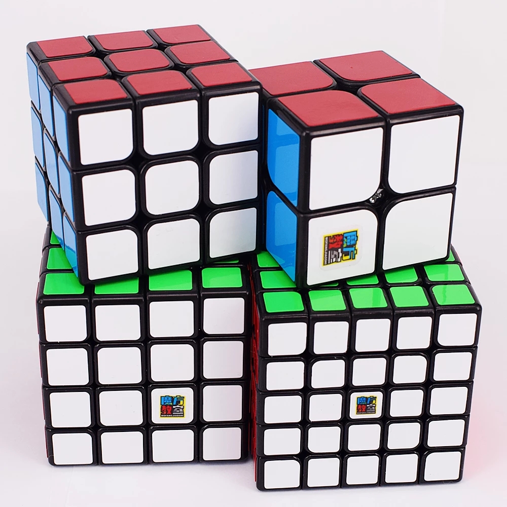 Combo 4 Rubik Qiyi Gift Box 2x2 3x3 4x4 5x5 Viền Đen