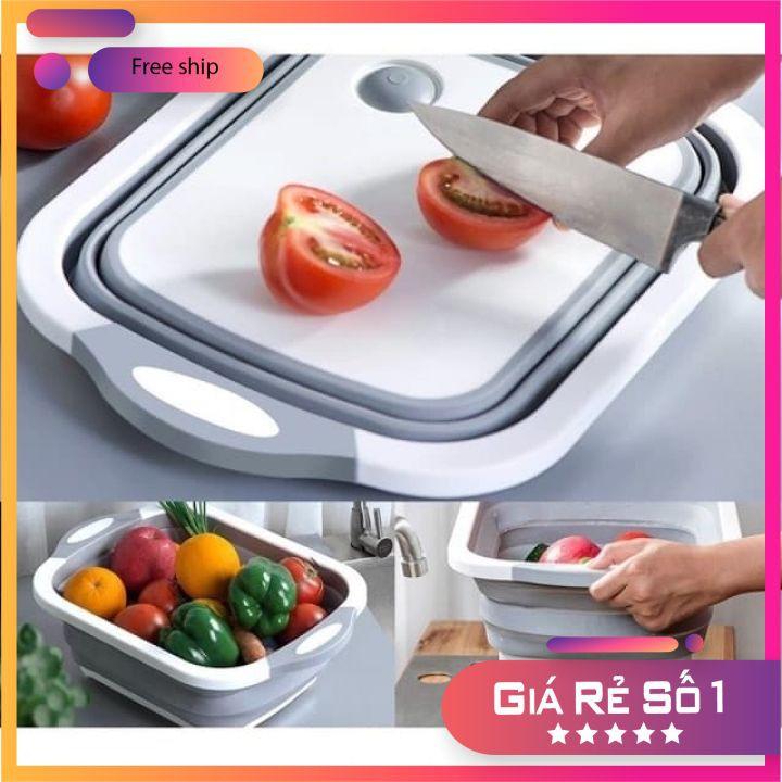Chậu gấp gọn kiêm thớt và rổ đựng đa năng loại LỚN 3in1 Đa Năng Tiện Dụng