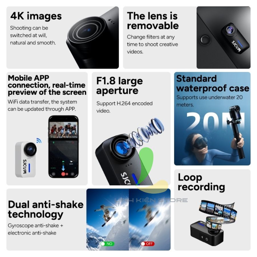Camera hành trình SJCAM C110 Plus bản 2024 - Actioncam C110+ 4K Wifi chống rung kép camera mini - Hàng nhập khẩu