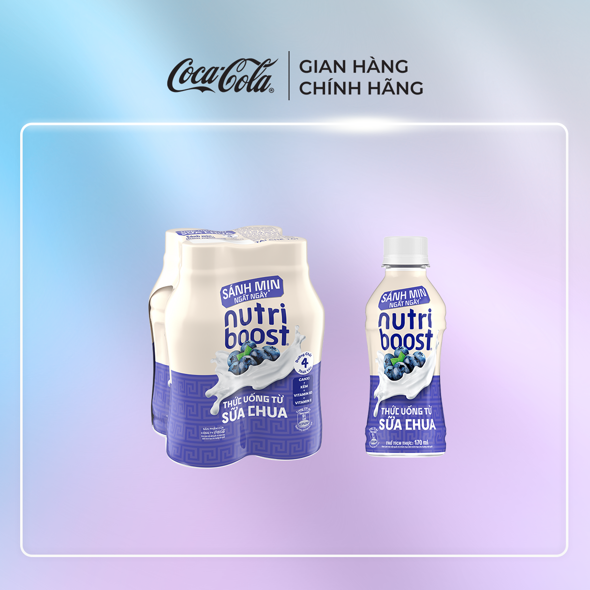 Combo 2 Lốc 4 Chai Thức Uống từ Sữa Chua Nutriboost Vị Việt Quất 170ml/Chai Sale 25.10 Cocacola_freeship