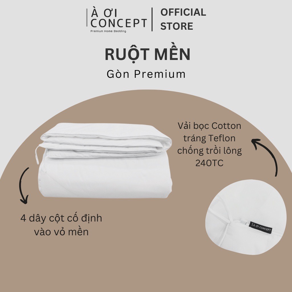 Ruột mền Premium Gòn Microfiber Lông Vũ Cao Cấp À Ơi Concept - Size 2m x 2m2, Vải bọc 100% Cotton Hàn Quốc