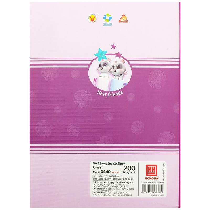 Vở Class Best Friend - 4 Ô Ly 200 Trang 80gsm - Hồng Hà 0440 (Mẫu Màu Giao Ngẫu Nhiên)