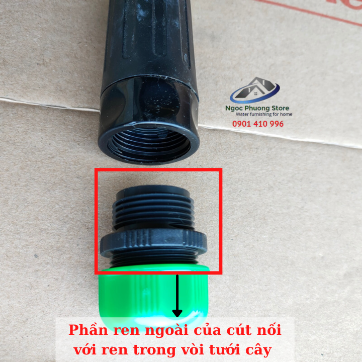 Cút nối nhanh ren ngoài 27mm AQUAMATE W3380 nối ống mềm 14mm-16mm với thiết bị tưới ren trong 27mm(3/4”)