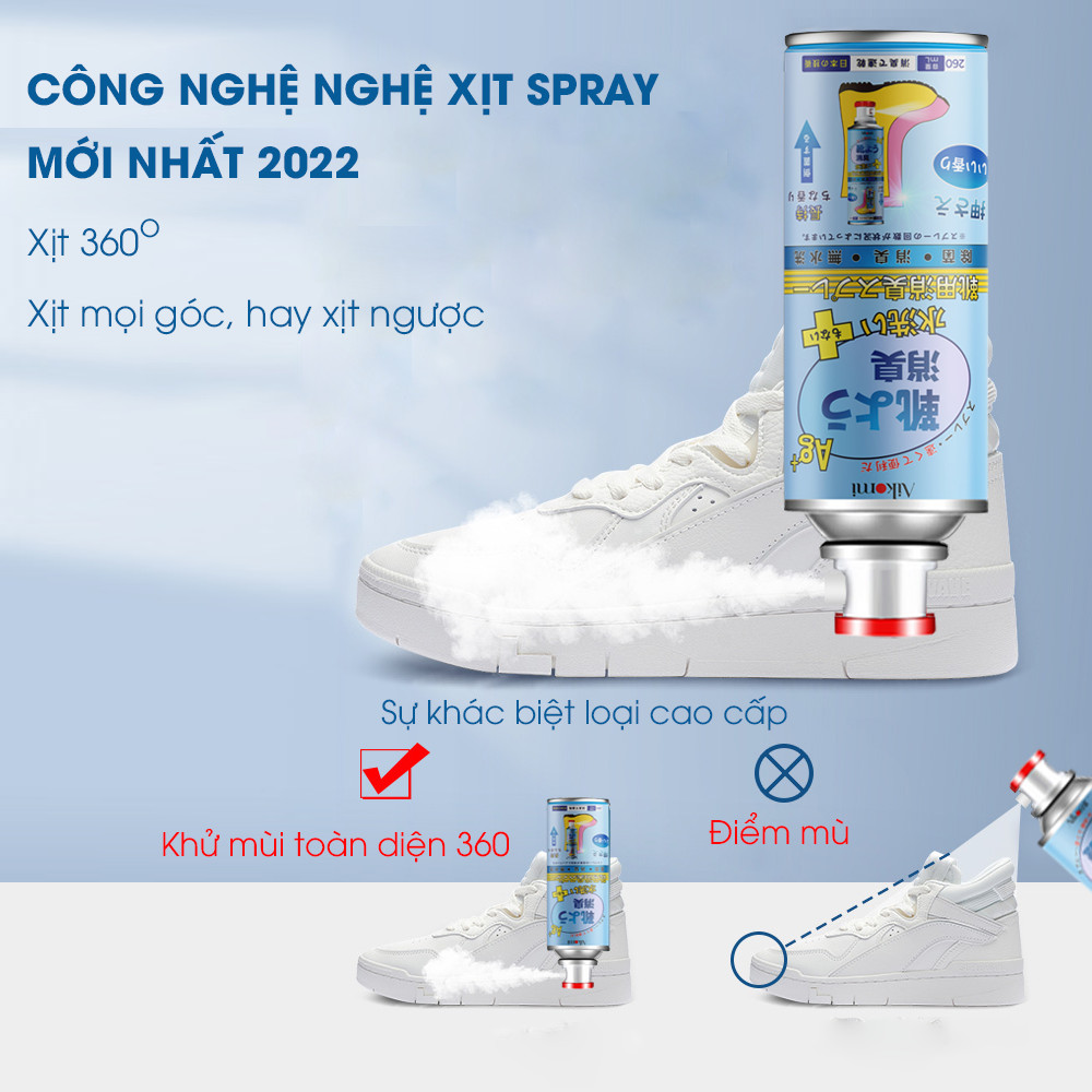 Xịt khử mùi hôi giày và hôi chân Công Nghệ Nhật Bản Aikomi - 260ml