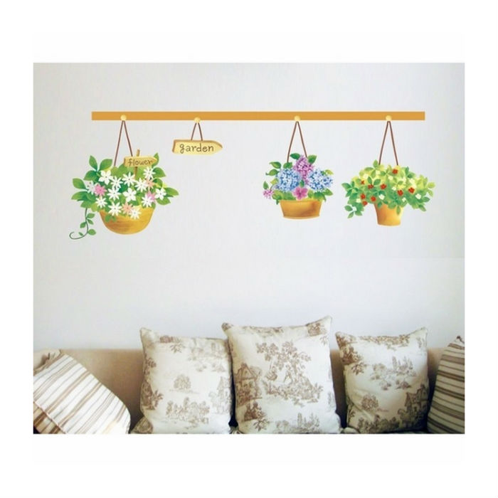 Decal Dán Tường Ba Chậu Hoa Xinh PK182 (35 x 100 cm)