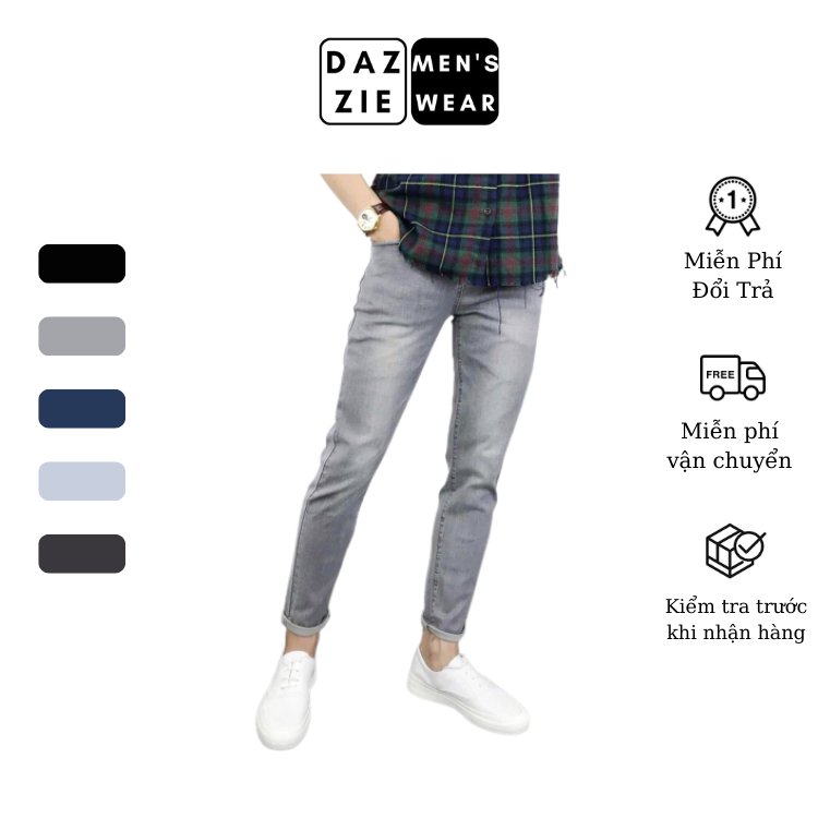 Quần Jean Nam Dài- Quần Bò Nam DazzieMenwears chất vải co dãn kiểu dáng Slimfit thời trang