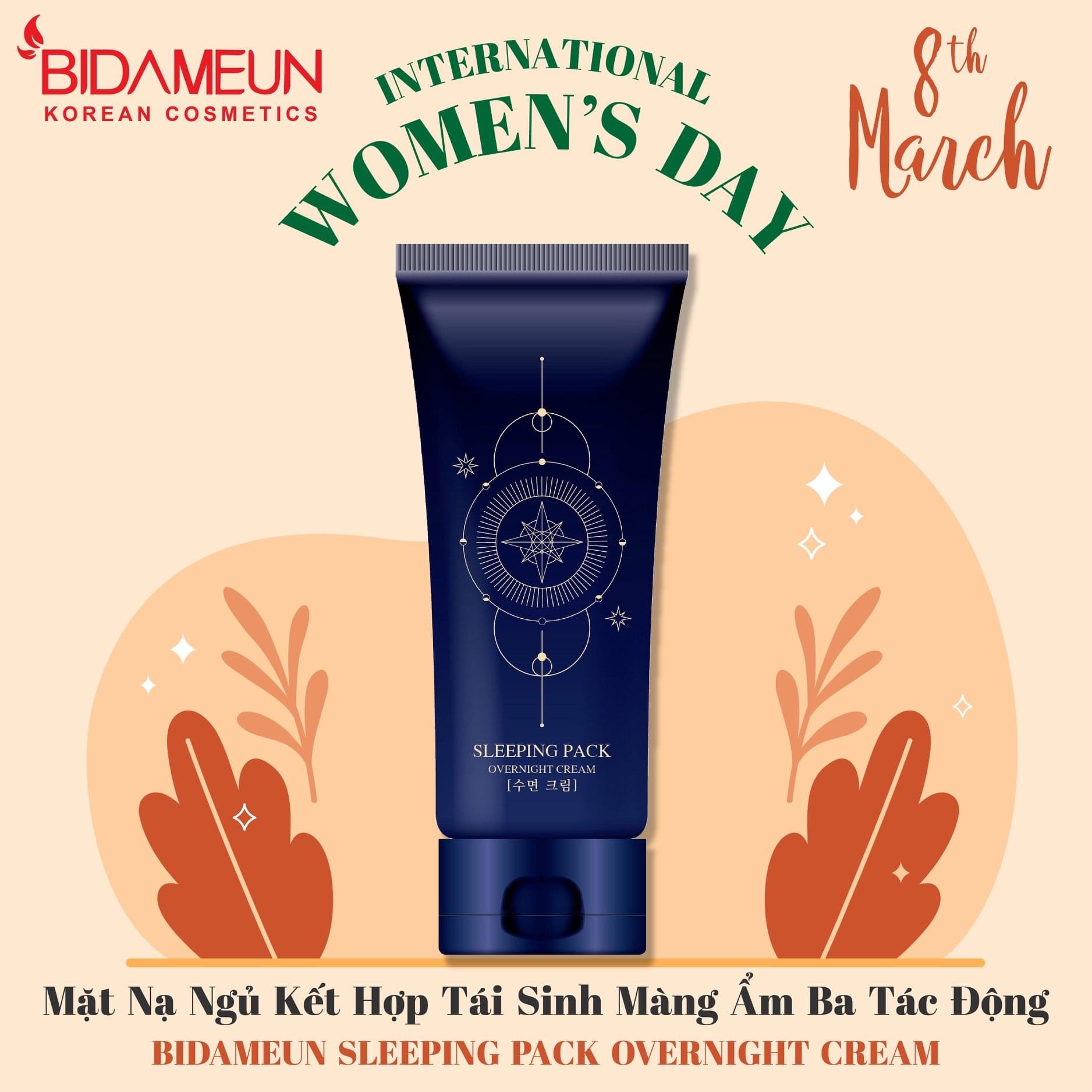 Mặt Nạ Ngủ Kết Hợp Tái Sinh Màng Ẩm Ba Tác Động Bidameun (150ml)