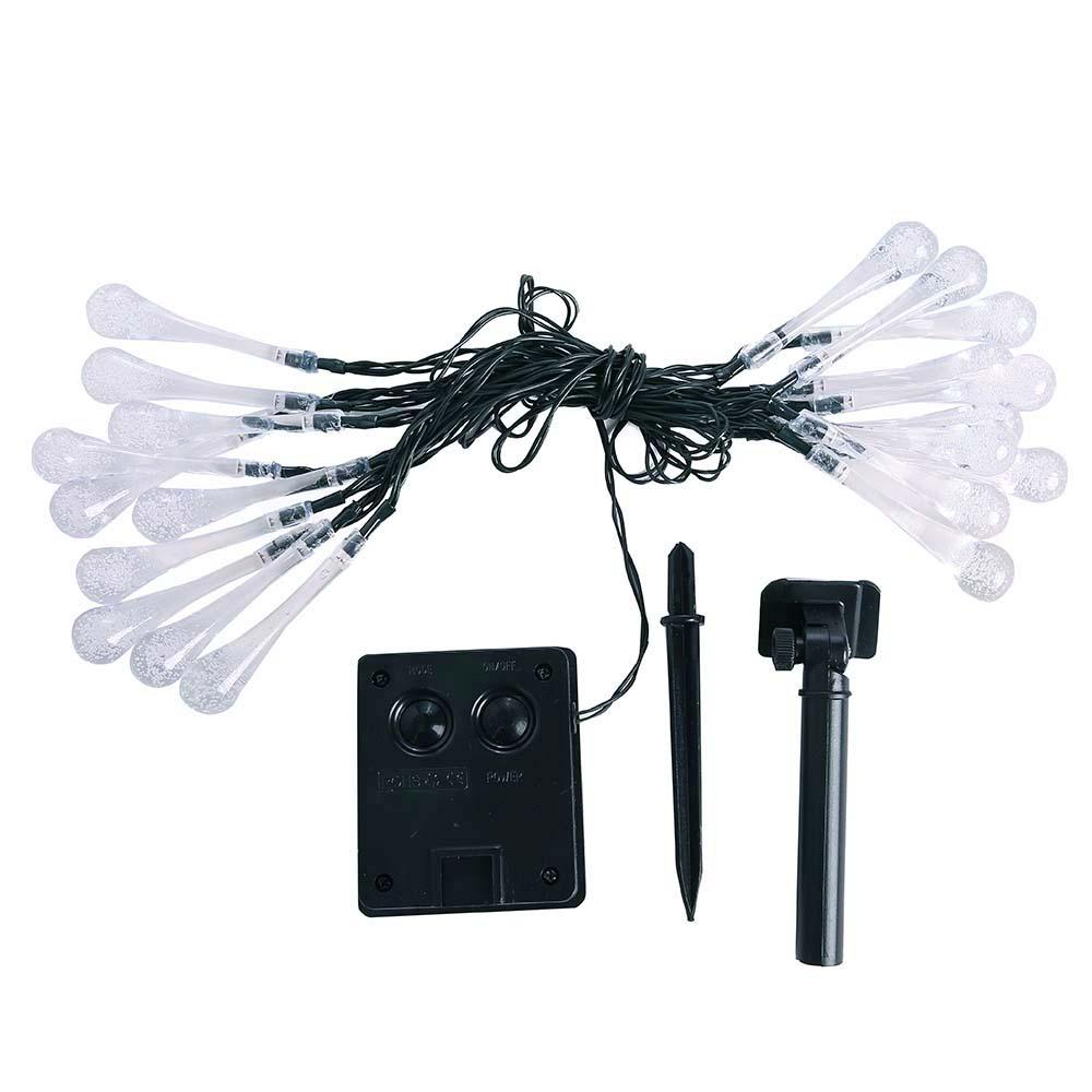 BZ965 4.85M 20 Bulbs 8 Models Solar Water Drop Waterproof Chargeable Clear Outdoor Decoration Festoon Party Garden Yard Fence Lamp Holiday String Lights