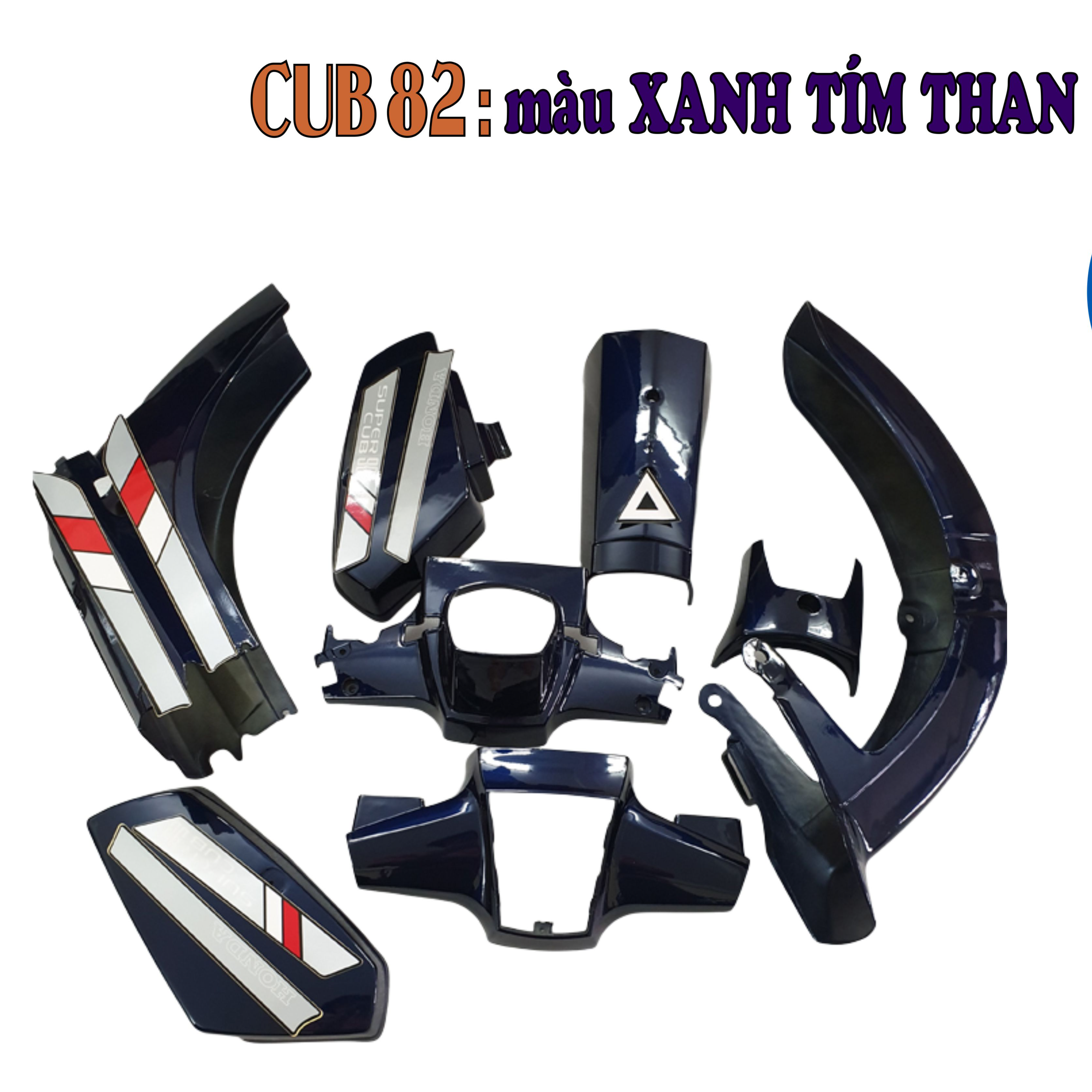 Bộ dàn áo xe Cub 82 màu XANH TÍM - nhựa ABS cao cấp -TKB-1354-2144