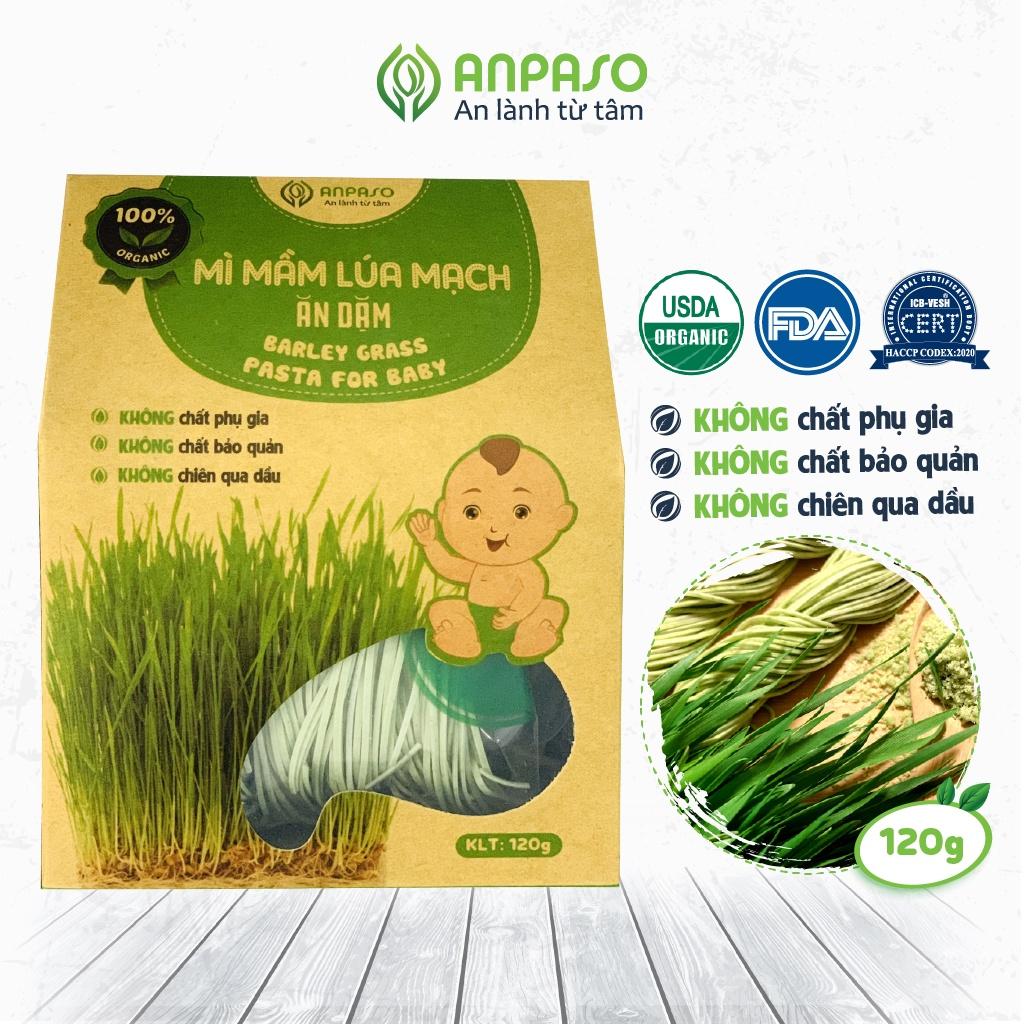 Mì Ăn Dặm Cho Bé Hữu Cơ Mầm Lúa Mạch Organic Anpaso BLW, kiểu Nhật từ 7 tháng bổ sung chất xơ, cải thiện táo bón 120g