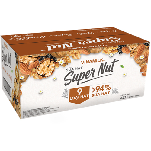 Thùng 24 hộp sữa 9 loại hạt Vinamilk Super Nut 180ml