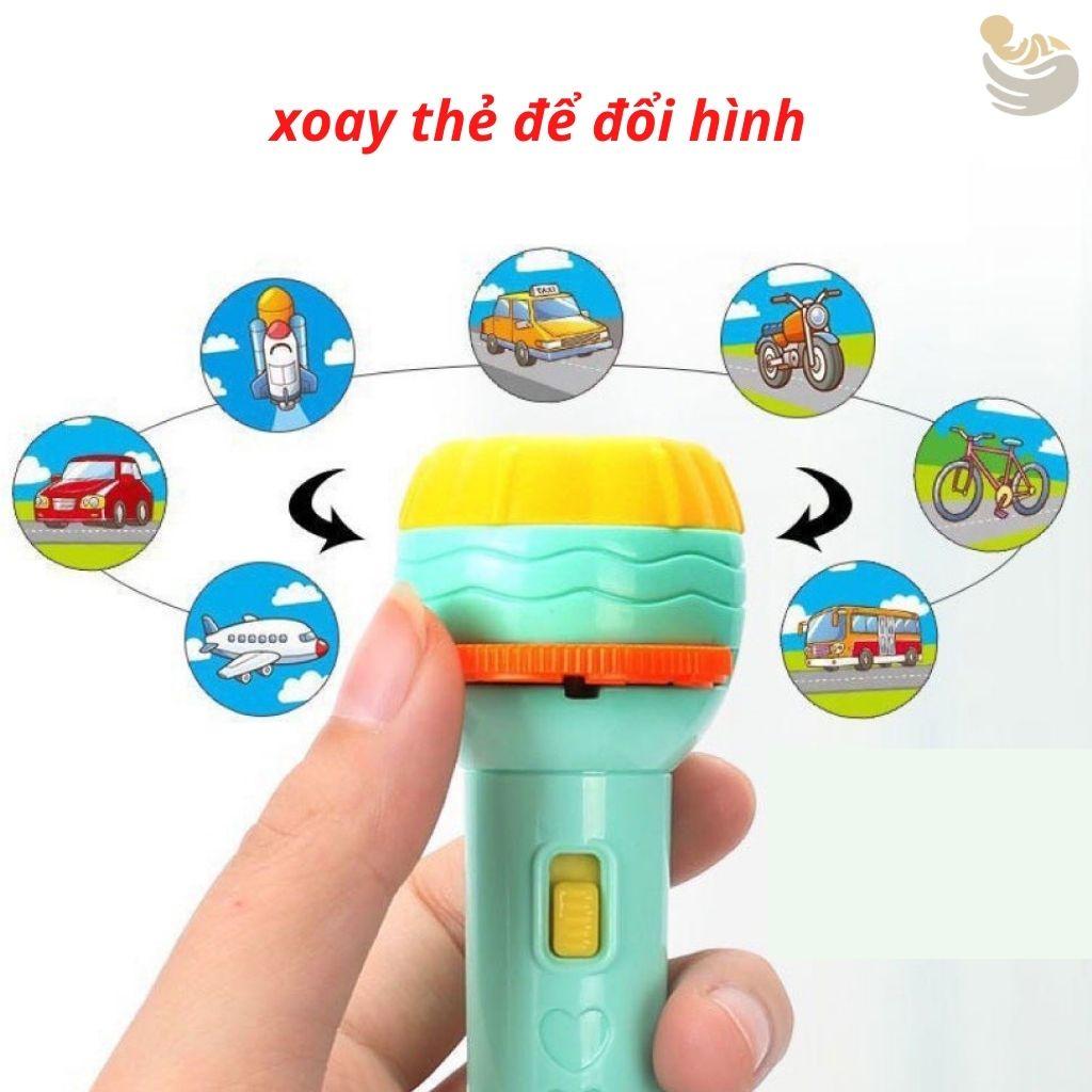 Đèn Pin Chiếu Hình Cho Bé 3D 80 hình và chủ đề Thông Minh Có Nhiều Hình Động Vật, hoa quả Đáng Yêu