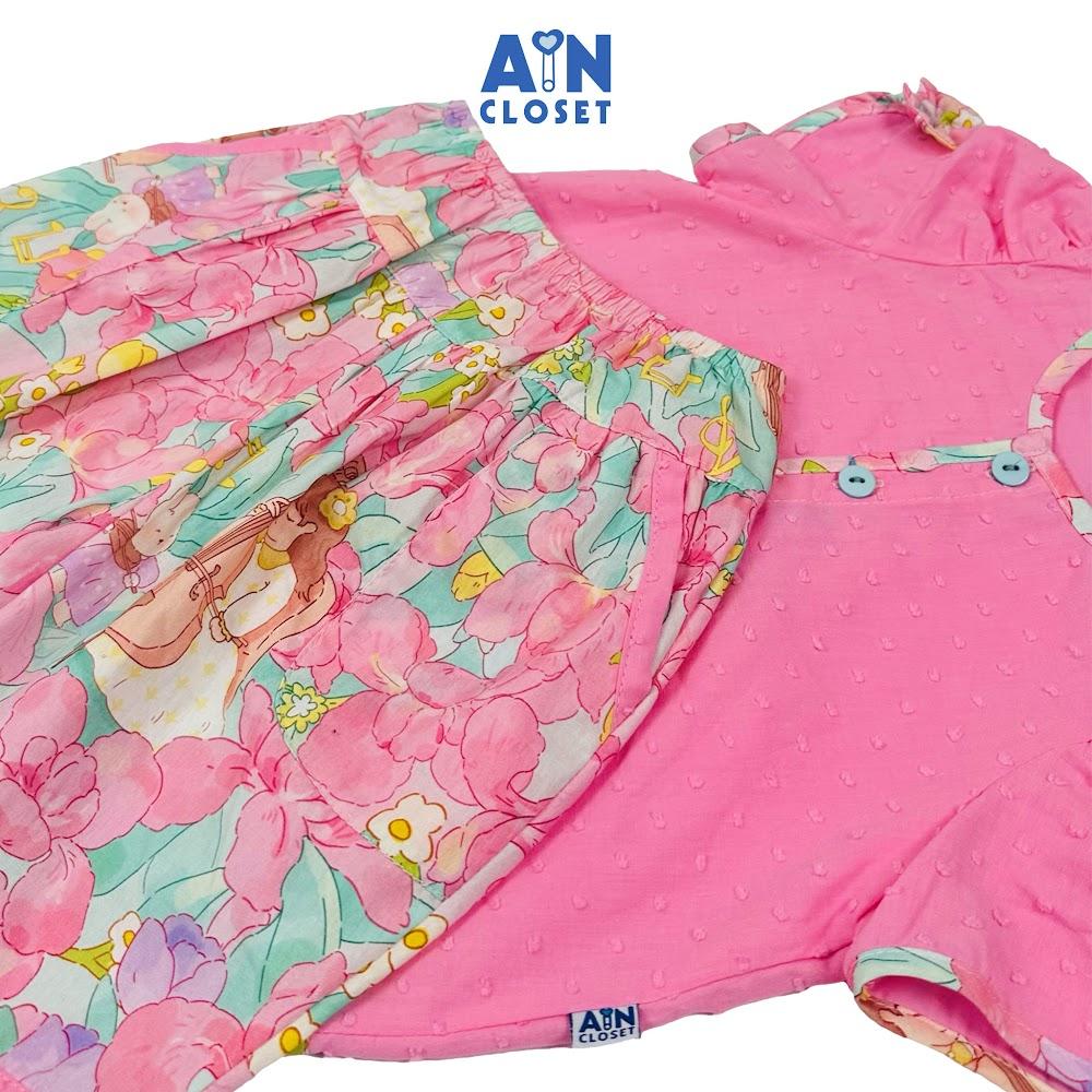 Bộ quần áo Lửng bé gái họa tiết Bé Đàn Hồng cotton hạt - AICDBGZ5XPSJ - AIN Closet