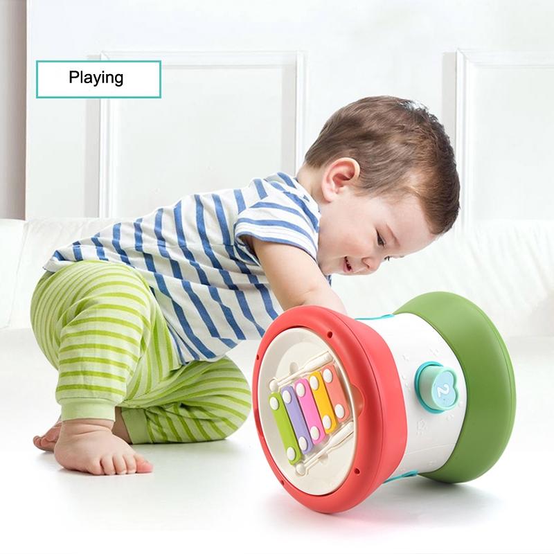 Trống đồ chơi 2 mặt thay đổi có phát nhạc và đèn nhấp nháy 607 vui nhộn dễ thương