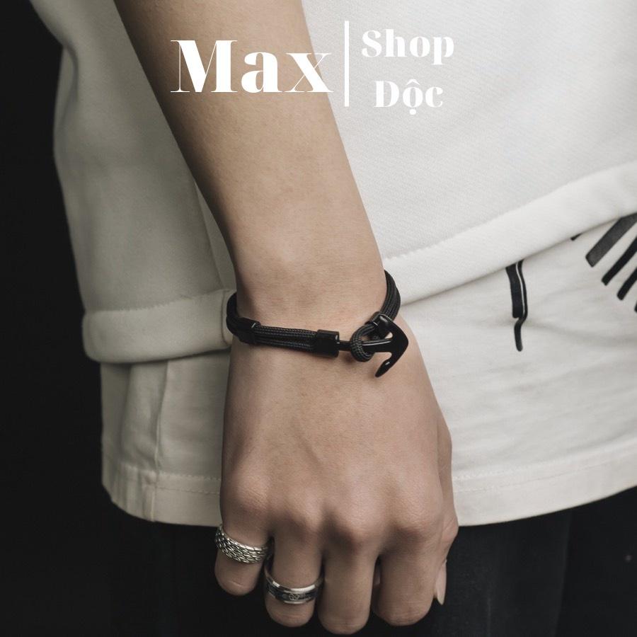 Vòng Tay Mỏ Neo Unisex Dành Cho Nam Nữ Thời Trang Màu Đen Chất Liệu - Vòng tay mỏ neo - Maxshopdoc