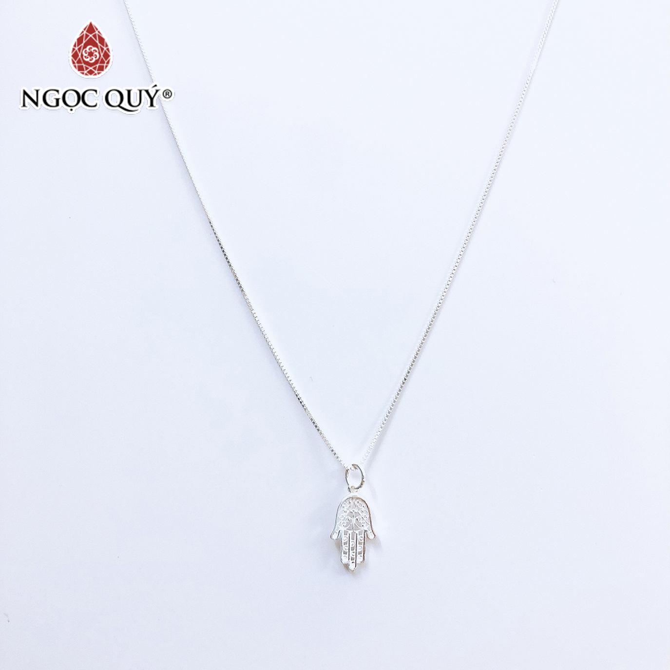 Dây chuyền bạc mặt bàn tay hamsa - Ngọc Quý Gemstones