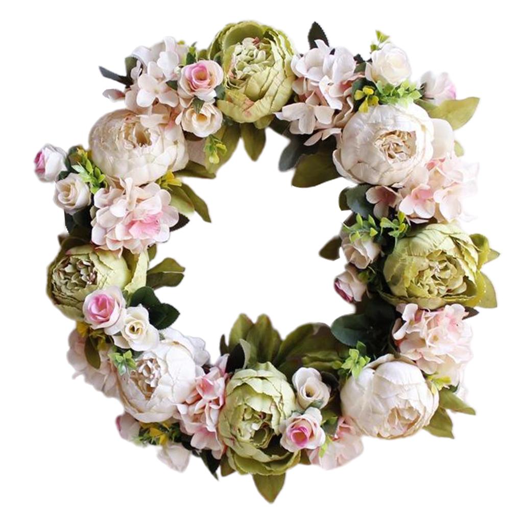 Artificial Flower Wreath Garland Home Front Door Wedding Party Decor, 2 Pcs