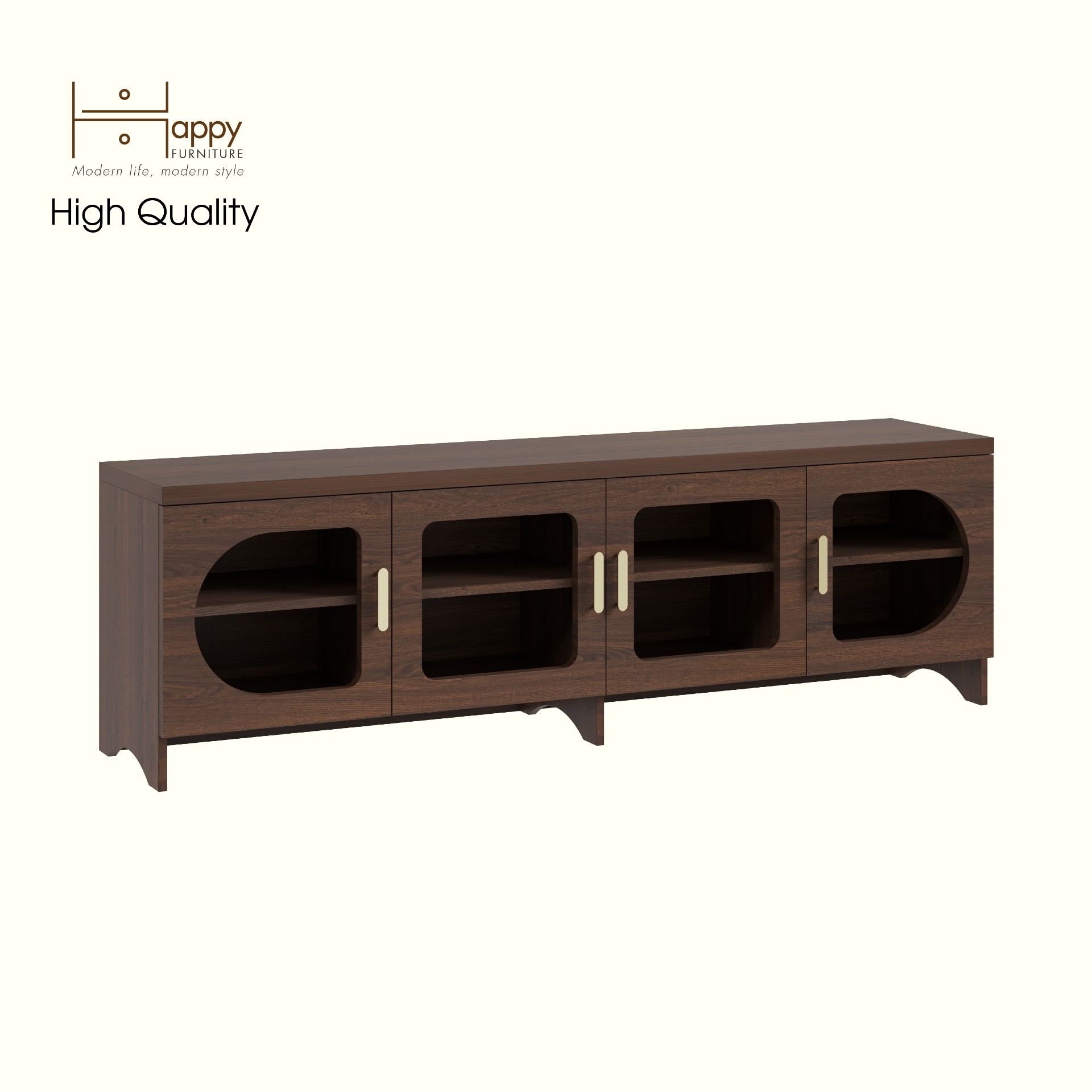 HAPPY FURNITURE , Kệ TV 4 cửa kính - CHEVY, KTV_079 , 180cm x 40cm x 56cm DxRxC