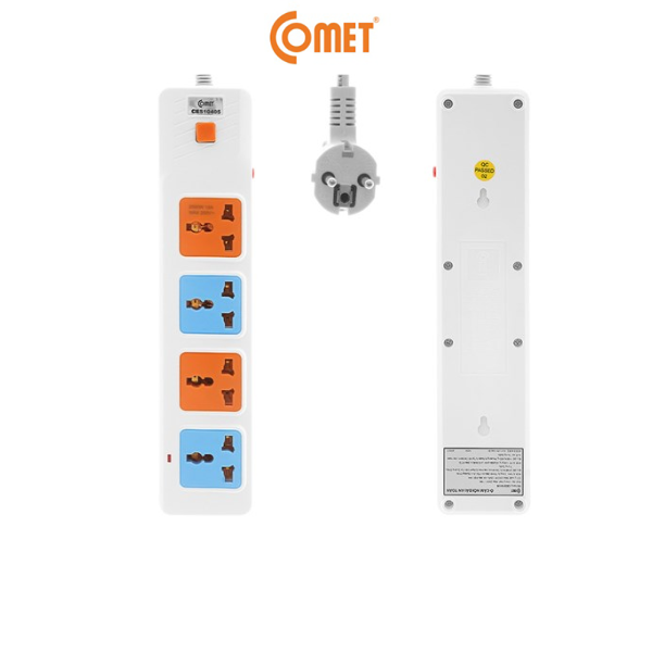 Ổ Cắm Điện Nối Dài COMET CES10405 Dây Dài 5M, 4 Lỗ 3 Chấu, Chất Liệu Nhựa Pp Chống Cháy, Có Cầu Chì Bảo Vệ