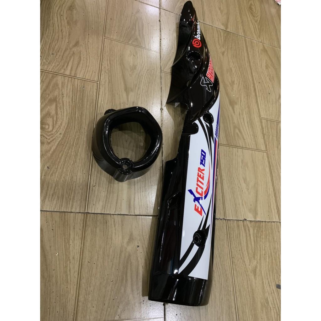 Ốp pô và chụp đích pô exciter 150 màu đen bóng