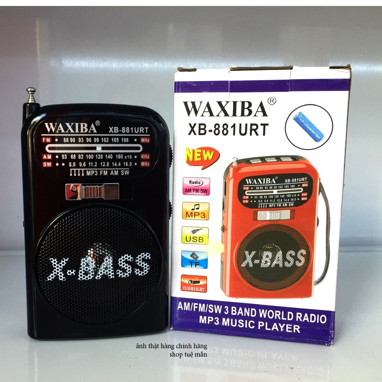 ĐÀI RADIO FM WAXIBA-881URT FM/AM/SW NGHE MP3 USB THẺ NHỚ - LOA EXTRA BASS SIÊU HAY - ĐÈN PIN SIÊU SÁNG-HÀNG CHÍNH HÃNG