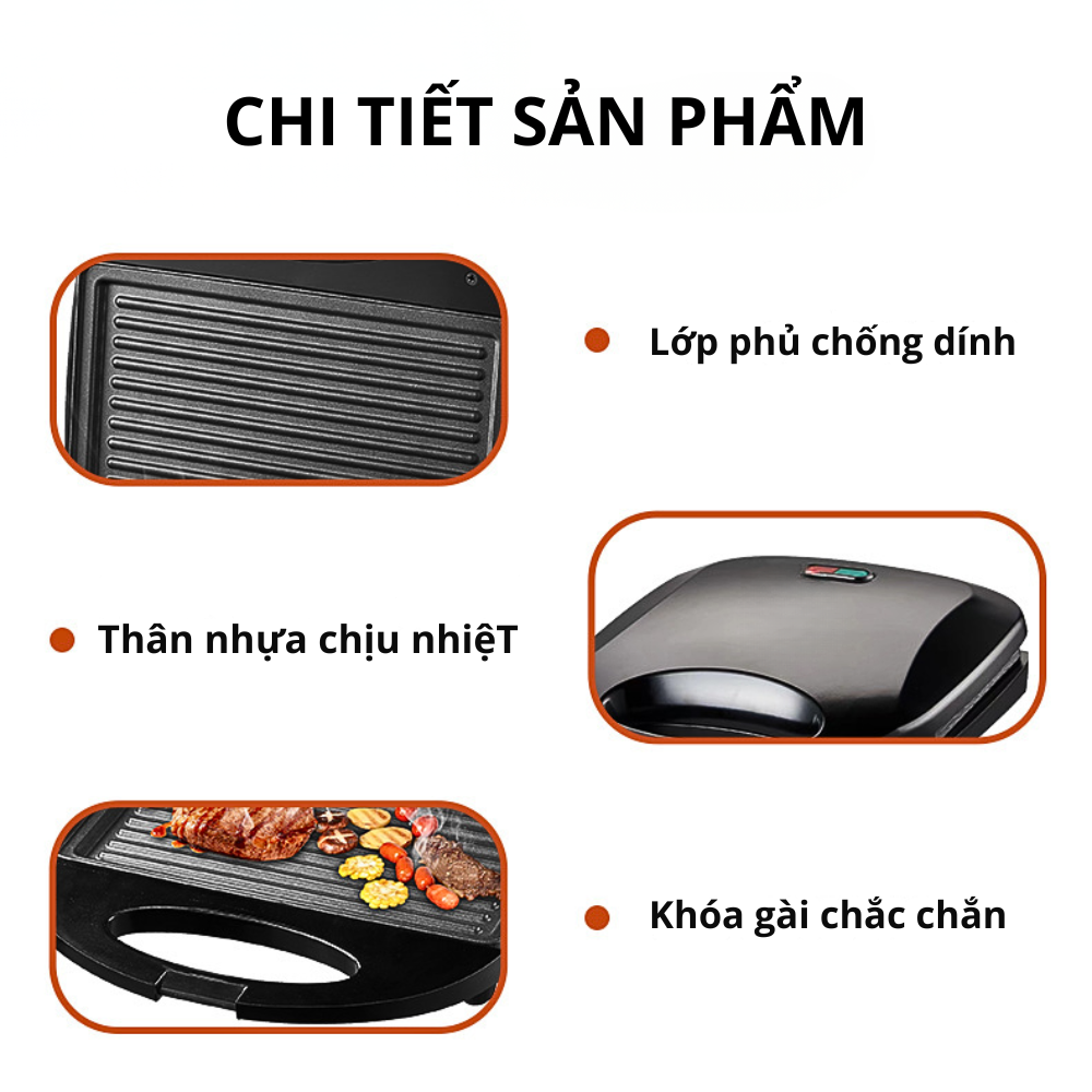 Máy kẹp nướng bánh mì đa năng  Lumabella LB-08110 khay chống dính cao cấp, đèn báo thông minh dễ dàng sử dụng - DELIYA - HÀNG CHÍNH HÃNG