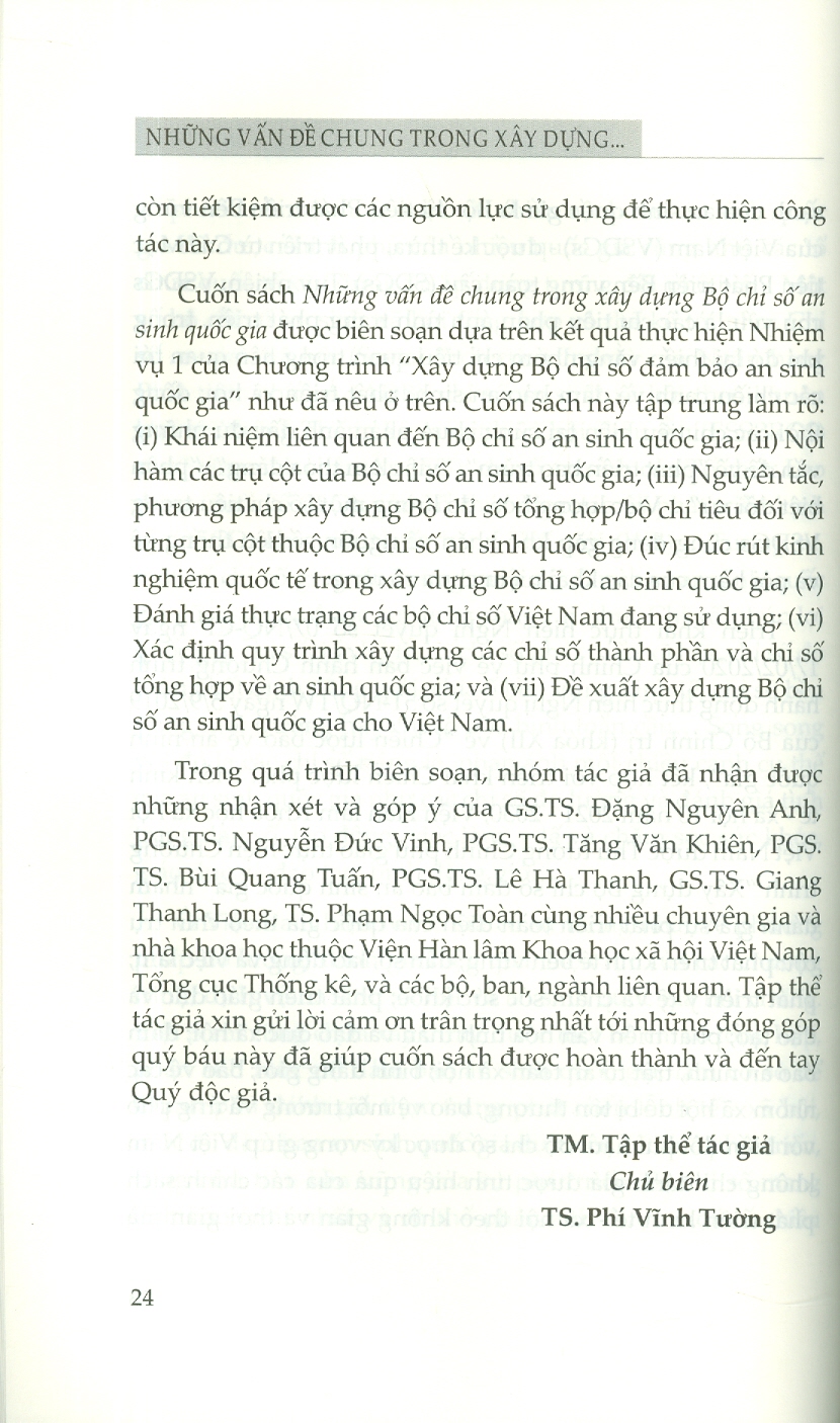 Những Vấn Đề Chung Trong Xây Dựng Bộ Chỉ Số An Sinh Quốc Gia (Sách Chuyên Khảo)