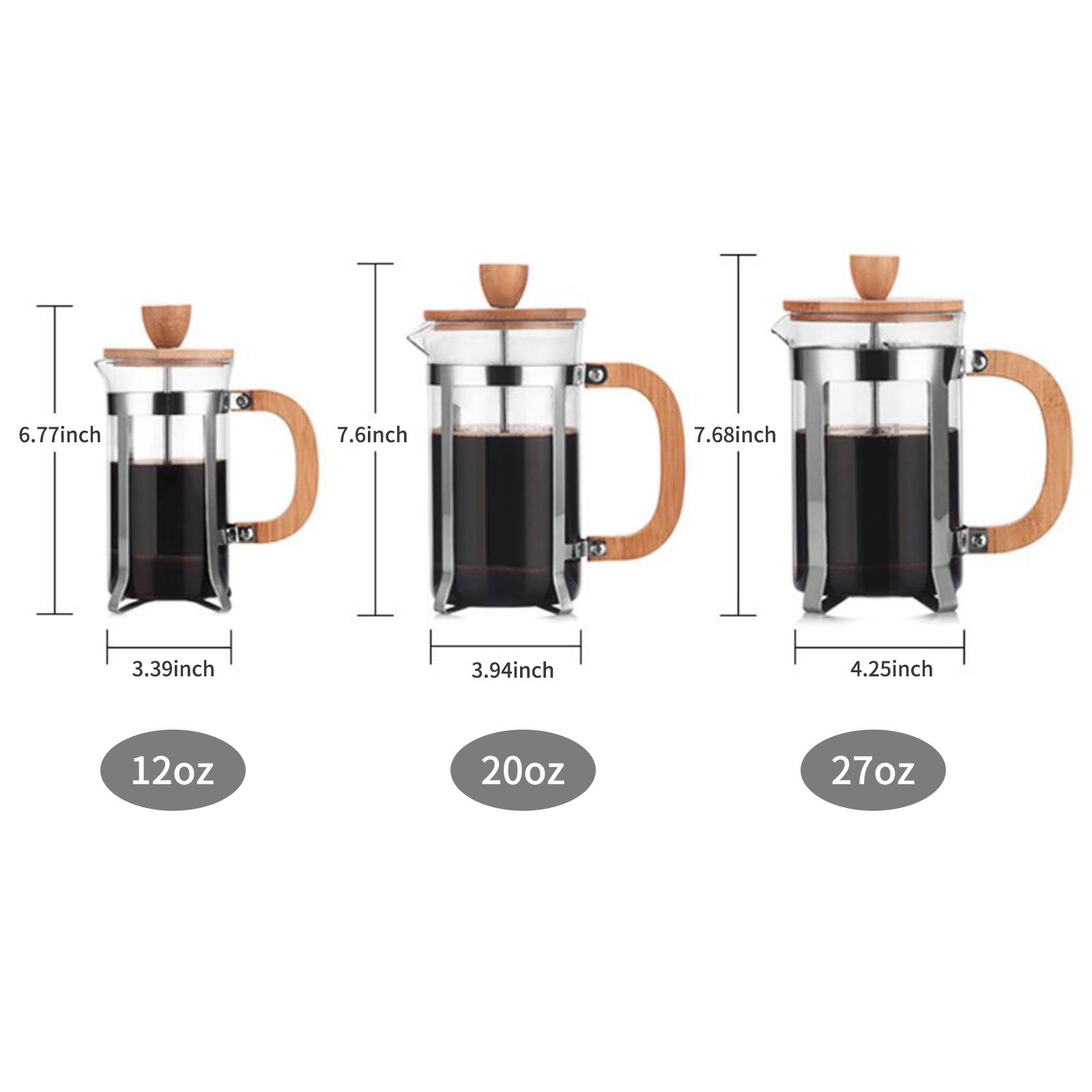 Máy Pha Cà Phê French Press Thủy Tinh Borosilicate Với Tay Cầm Bằng Gỗ Có Bộ Lọc