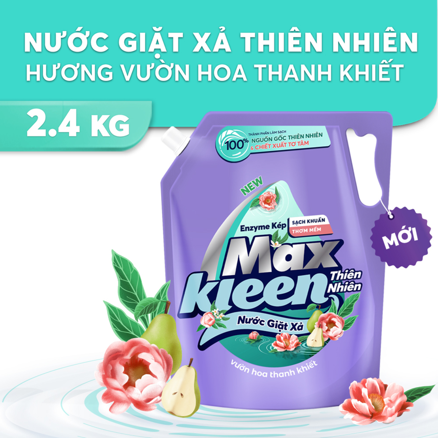 Túi Nước Giặt Xả MaxKleen Thiên Nhiên 2.2kg