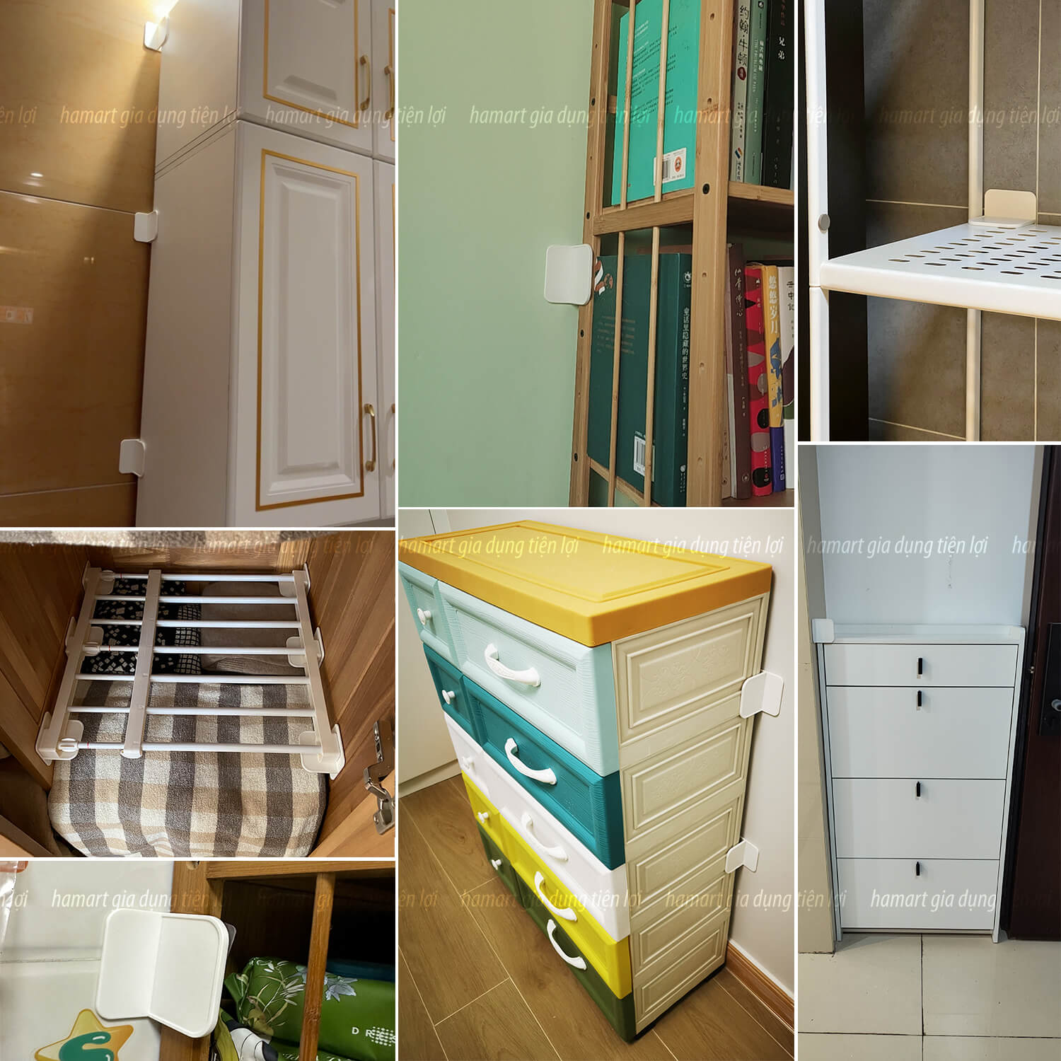 Pát Ke Góc Vuông Chữ T Móc Nhựa Đỡ Kệ Chia Ngăn Tủ Dán Cố Định Giá Kệ Gỗ Nội Thất Chống Đổ