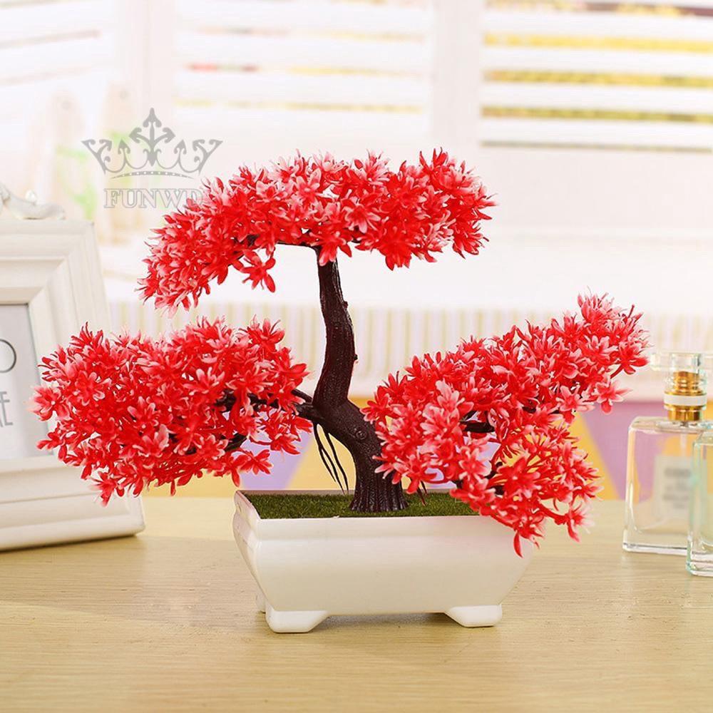 Chậu Cây Bonsai Giả 3 Nhánh Tài Lộc Phú Quý Để Bàn, Để Trang Tri Nội Thất, Phòng Làm Việc (Nhiều Màu).