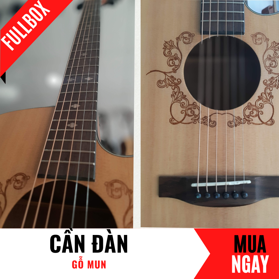 Đàn Guitar Acoustic V68N Dáng Khuyết Bằng Gỗ Thông Cao Cấp + Phụ Kiện (Size 4/4)