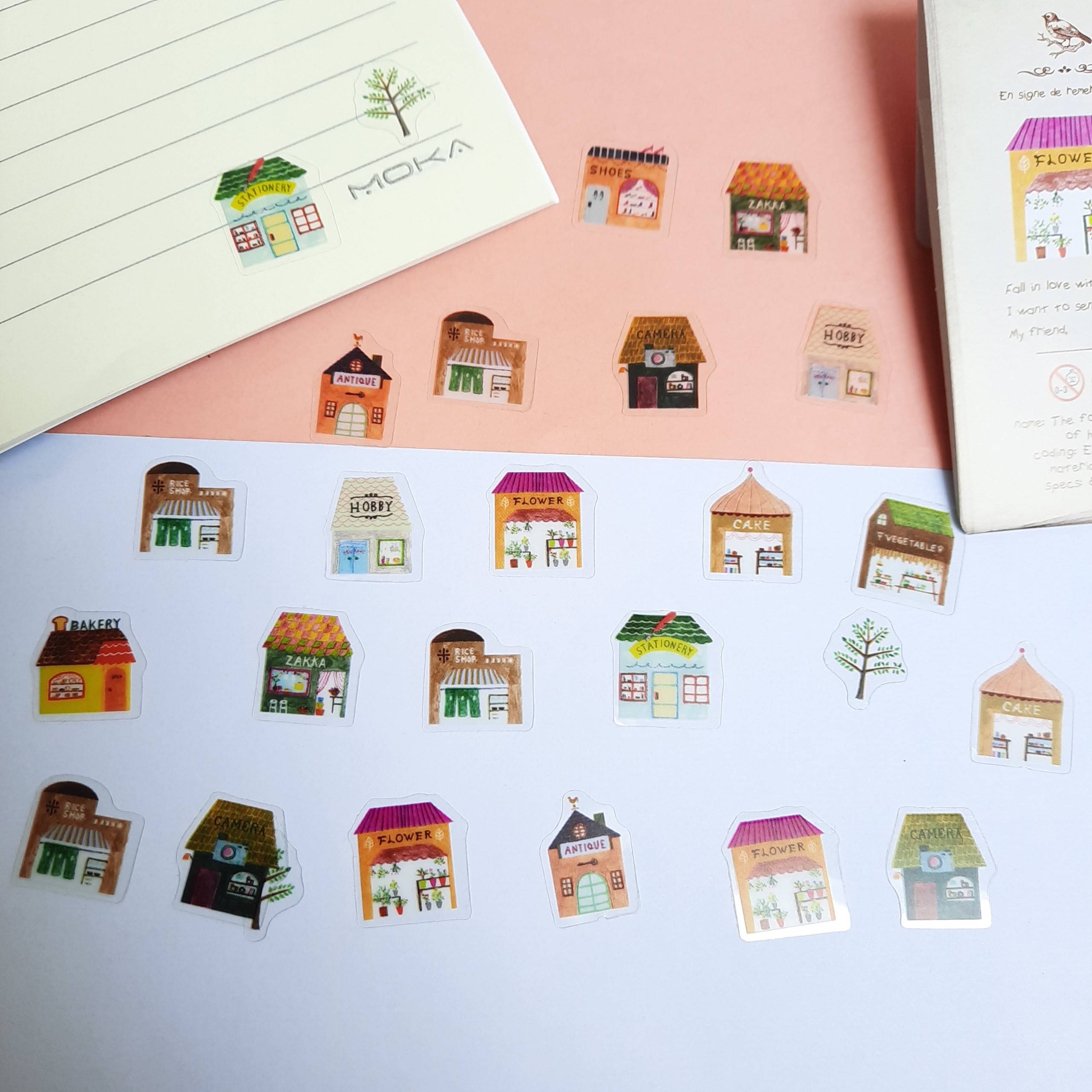 Bộ 48 Sticker Hình Dán Mini Ngôi Nhà Hồng