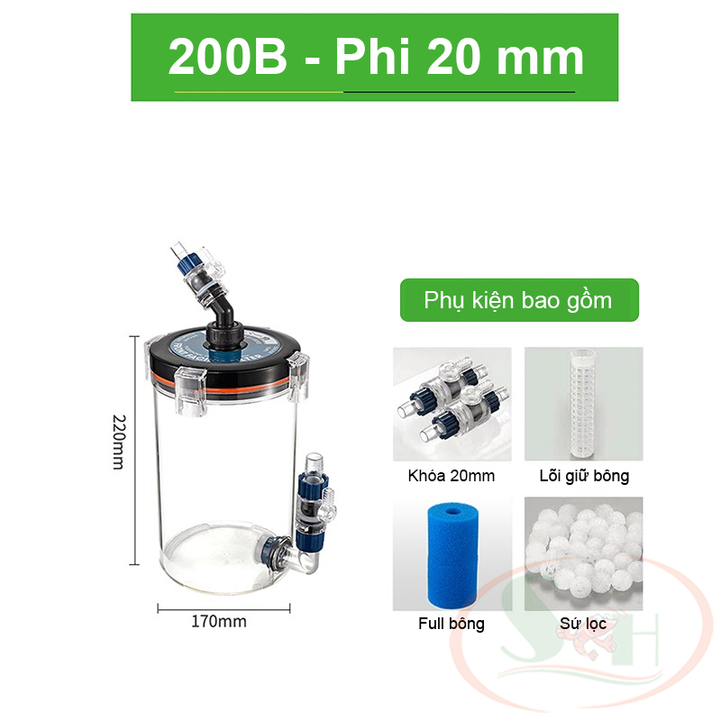 Lọc phụ Marine Front Filter Pro 200A, 200B, 240A, 240B phi 12, 16, 20 mm pre filter bể cá tép thủy sinh