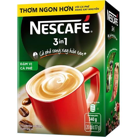 [Tặng 1 bình nước Lock&amp;Lock 1.2L] Combo 2 hộp Nescafé 3in1 công thức cải tiến - vị rang đậm (Hộp 20 gói x 17g)