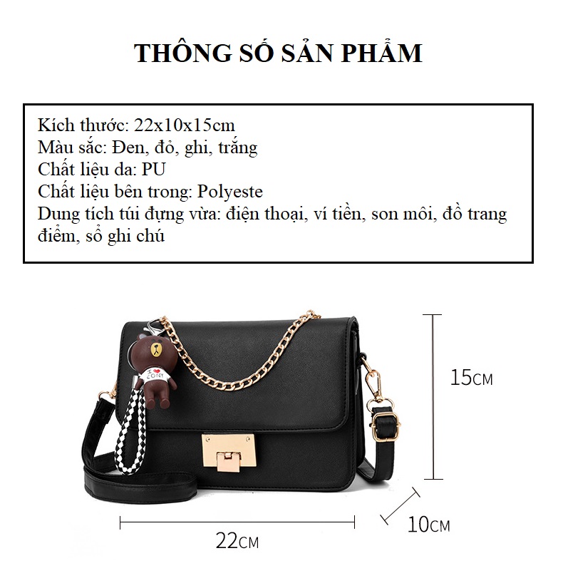 Túi Xách Đeo Vai Kèm Móc Gấu Siêu Xinh MS-04