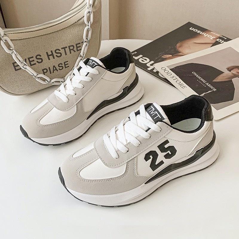 Giày MWC 0693 - Giày Thể Thao Nữ Đế Cao, Giày Sneaker Da Cá Tính Năng Động Thời Trang