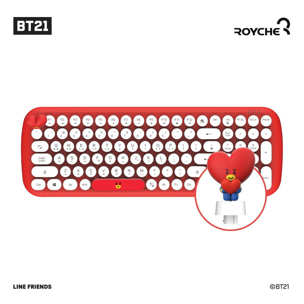 BT21 BABY BÀN PHÍM KHÔNG DÂY WIRELESS RETRO KEYBOARD  LINE AND FRINED- HÀNG CHÍNH HÃNG