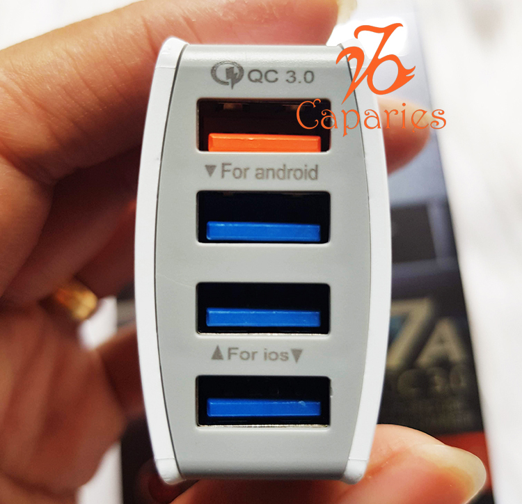 Củ Sạc Xe Hơi 4 cổng USB Quick Charge 3.0 Siêu Bền, Chống Nóng, Sạc Nhanh 3.0 - Chính Hãng CAPARIES VIỆT NAM
